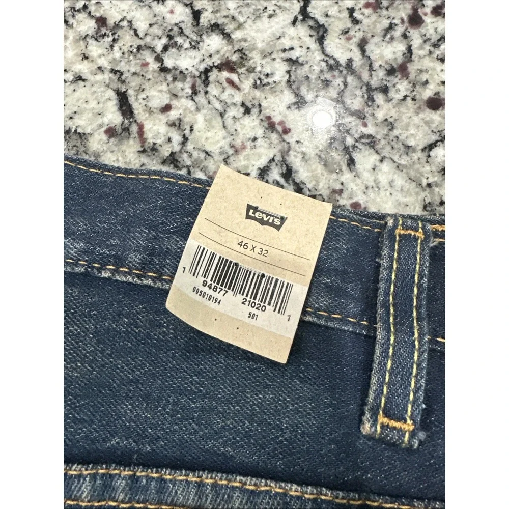 New Levi's 501 Original Button Fly Straight Jeans 46x32 Mens Grunge Look Stretch
